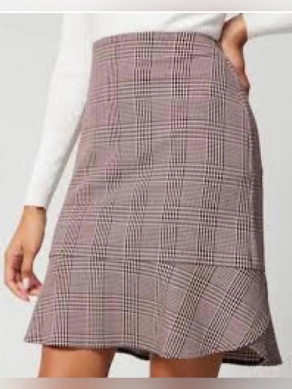 NWT Dialogue x QVC Houndstooth Plaid Knee Length Mermaid Skirt - Picture 1 of 7